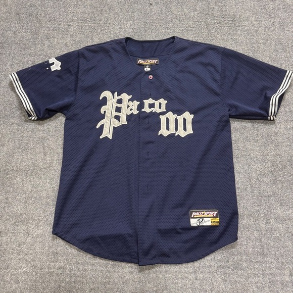 Other - VTG Y2K Paco Sports Jersey Men's L Navy Blue Baseball Jersey Mesh Hiphop 00s